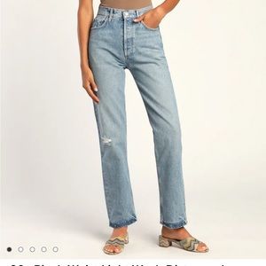 AGOLDE 90s pinch waist light wash distressed denim straight jeans